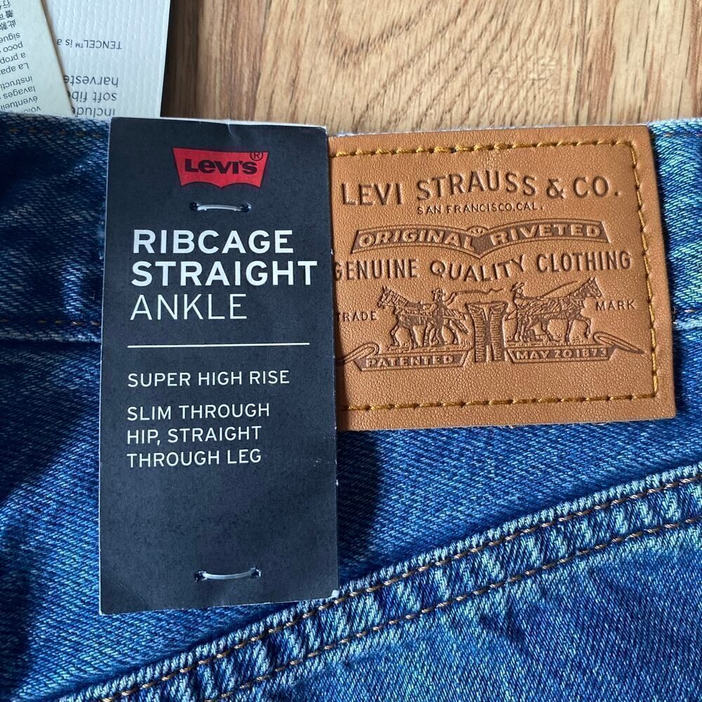 Levi's Ribcage Straight Ankle Jeans Blue 25x27 - Picture 11 of 12